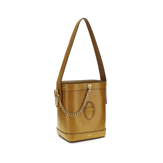 Bolso "Backet" de Piel de Becerro Marrón de Versace
