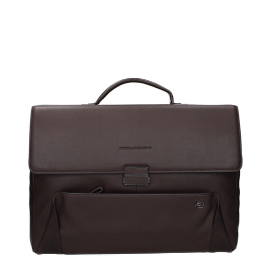 Bolso Piquadro de piel marrón para negocios y portátil