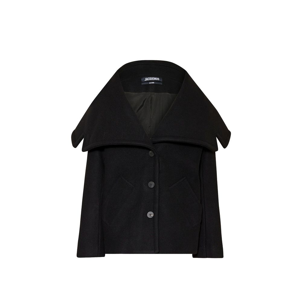 Jacquemus Veste Longue En Laine Vierge Noire - Silhouette Droite