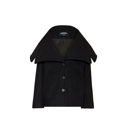Jacquemus Veste Longue En Laine Vierge Noire - Silhouette Droite