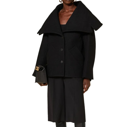 Jacquemus Veste Longue En Laine Vierge Noire - Silhouette Droite