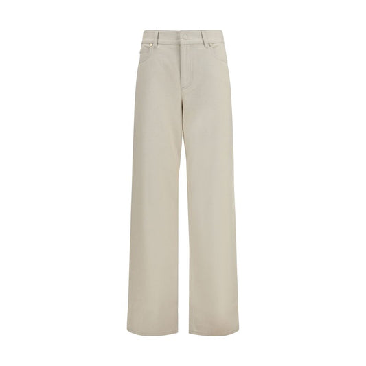 Vaqueros rectos de algodón beige Fendi