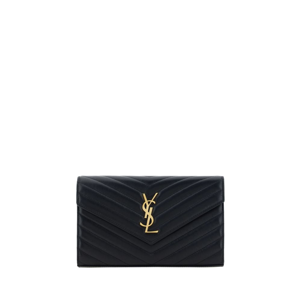 Bolso de hombro Saint Laurent negro de piel de cordero Ovis Aries Aries