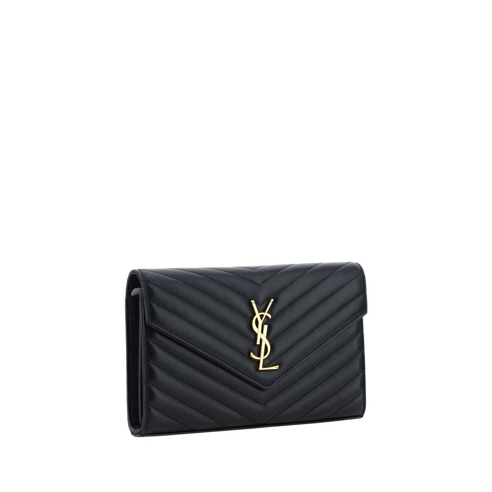 Bolso de hombro Saint Laurent negro de piel de cordero Ovis Aries Aries