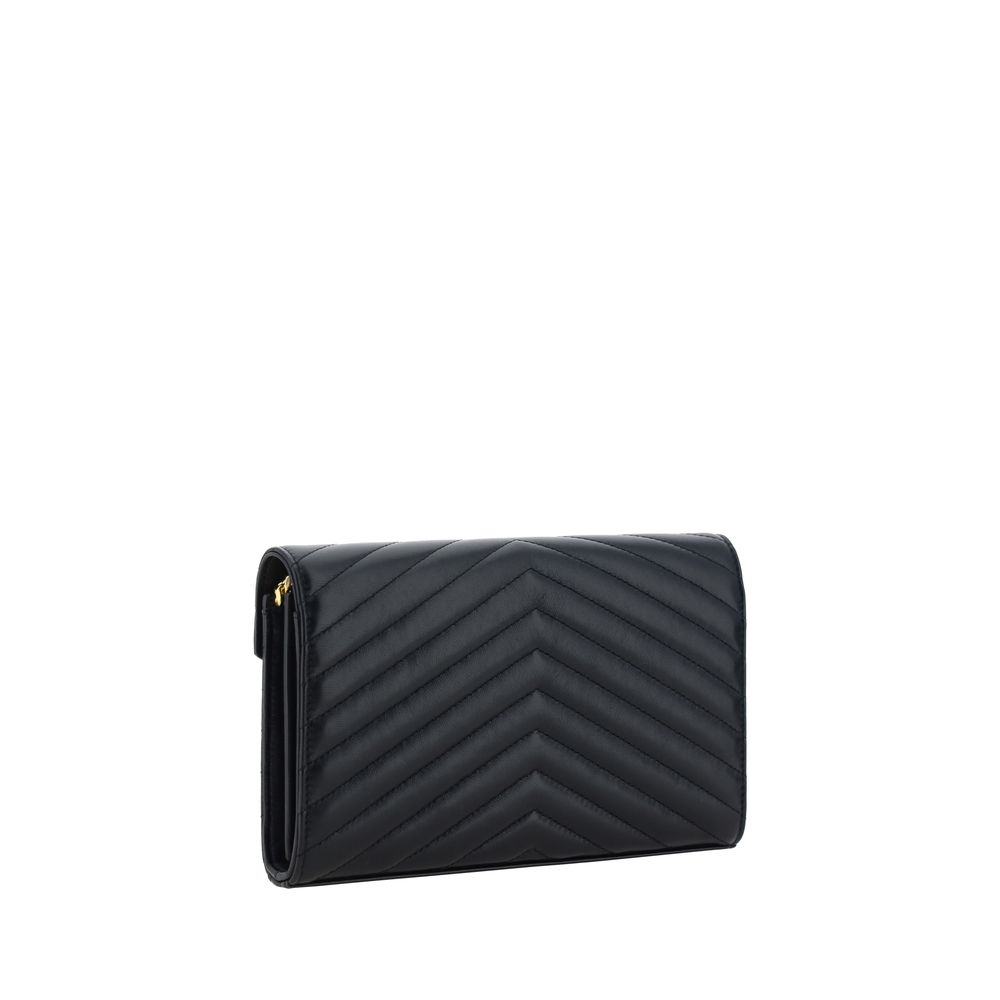 Bolso de hombro Saint Laurent negro de piel de cordero Ovis Aries Aries