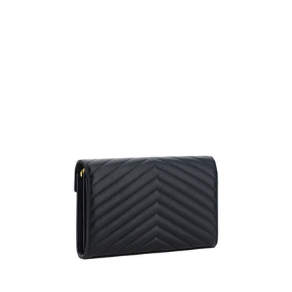 Bolso de hombro Saint Laurent negro de piel de cordero Ovis Aries Aries