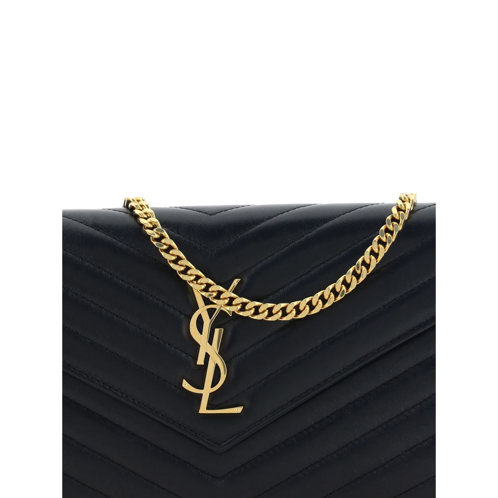 Bolso de hombro Saint Laurent negro de piel de cordero Ovis Aries Aries
