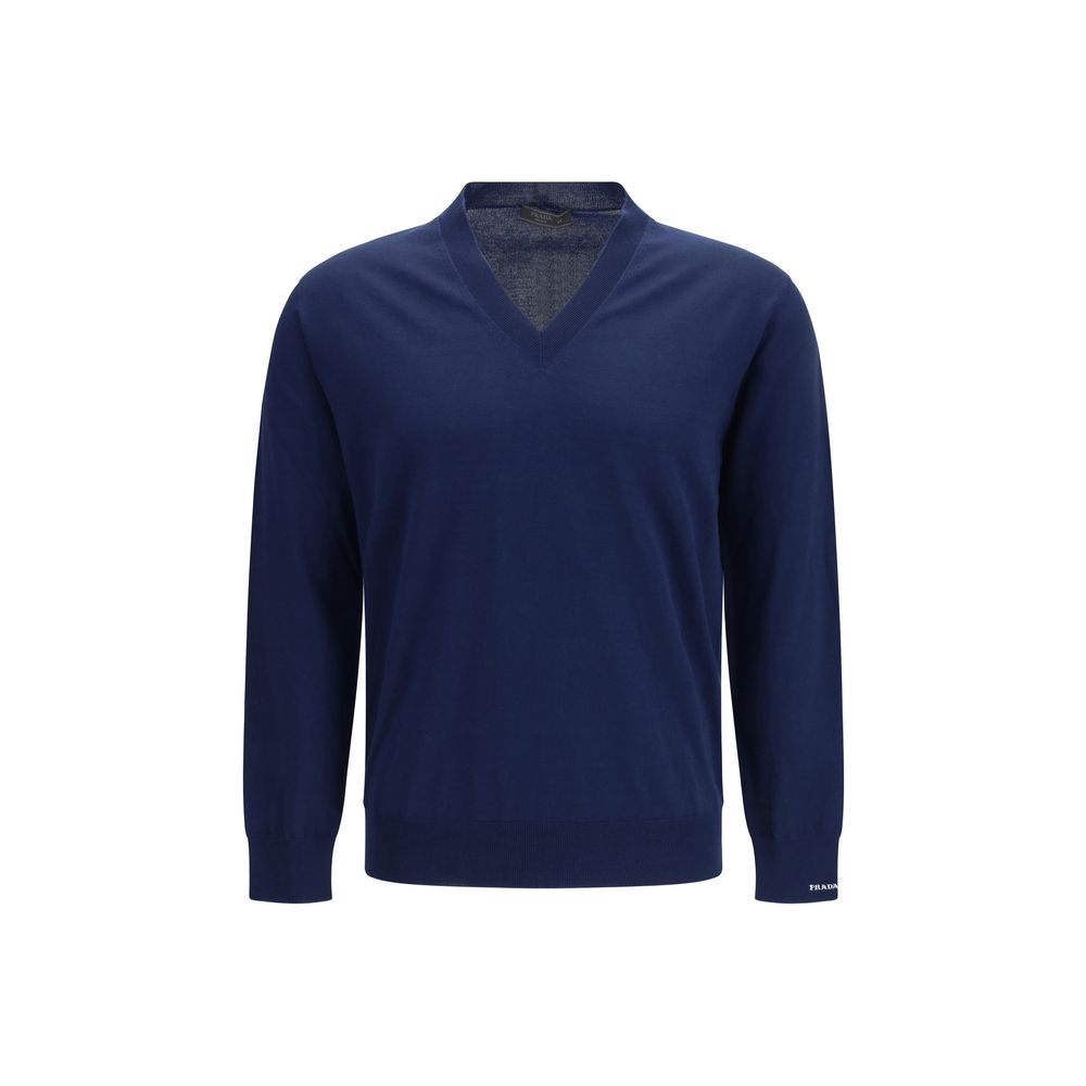 Sudadera de algodón azul Prada
