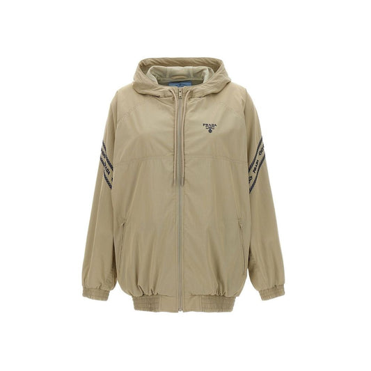 Chaqueta Prada De Algodón Beige Diseño Largo Total