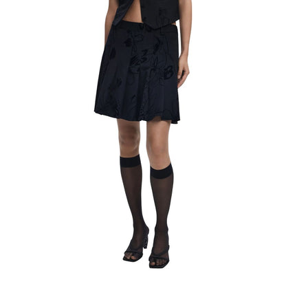Minifalda Desigual De Poliéster Negro Corte Acampanado