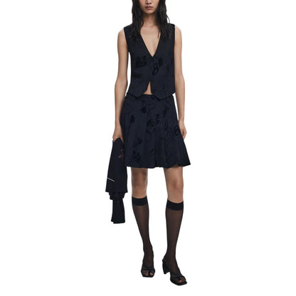 Minifalda Desigual De Poliéster Negro Corte Acampanado