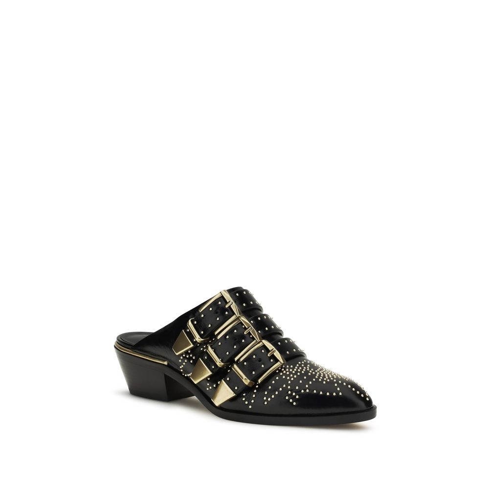Mules Chloé de Piel de Becerro Negra Bos Taurus