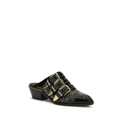 Mules Chloé de Piel de Becerro Negra Bos Taurus