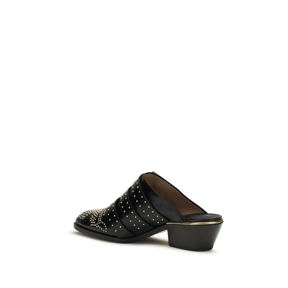 Mules Chloé de Piel de Becerro Negra Bos Taurus
