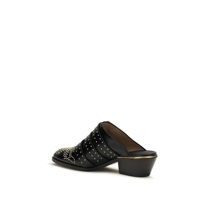 Mules Chloé de Piel de Becerro Negra Bos Taurus