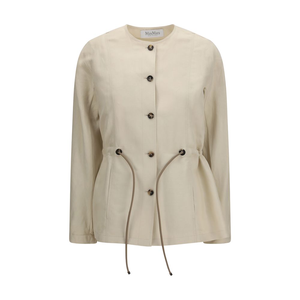 Chaqueta larga Max Mara beige de lino
