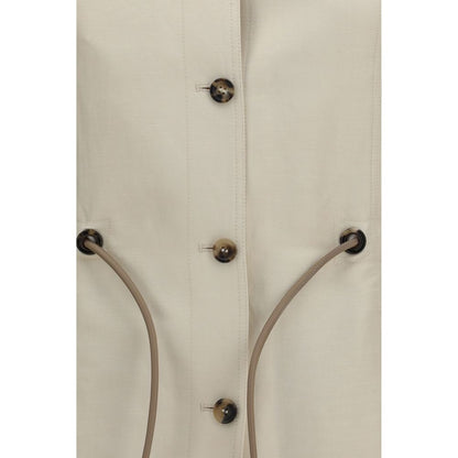 Chaqueta larga Max Mara beige de lino