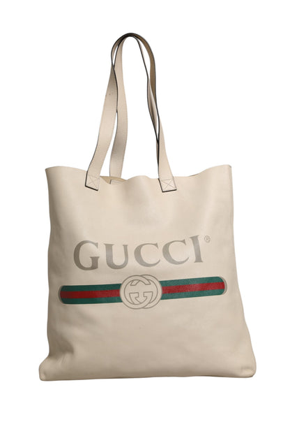 Sac cabas Gucci avec bande Web blanche et imprimé logo Sherry