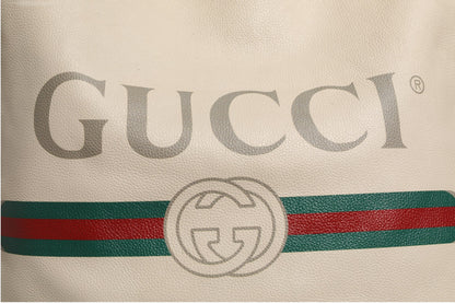Sac cabas Gucci avec bande Web blanche et imprimé logo Sherry