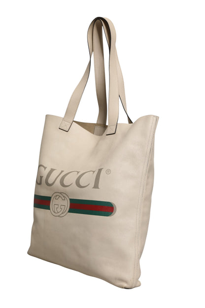 Sac cabas Gucci avec bande Web blanche et imprimé logo Sherry