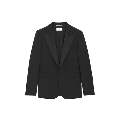 Blazer De Lana Negra Saint Laurent Estructura Impecable