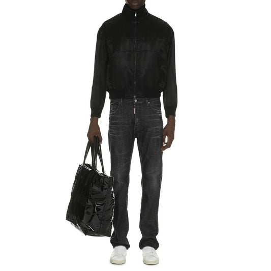 Chaqueta Saint Laurent De Seda Negra Diseño Moderno