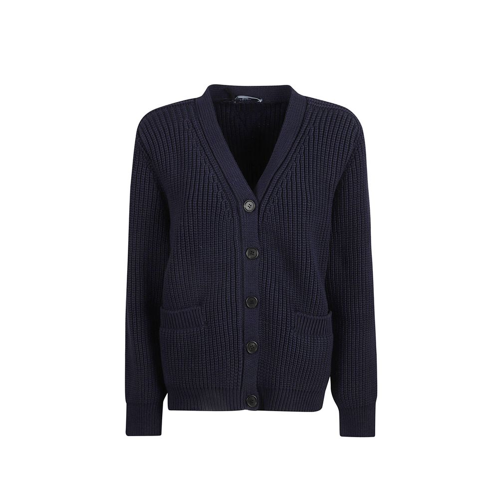 Cárdigan De Algodón Azul Prada Textura Suave Natural