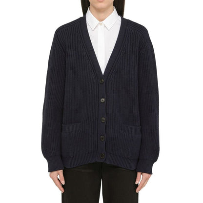 Cárdigan De Algodón Azul Prada Textura Suave Natural