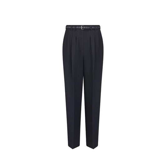 Pantalones De Vestir De Lana Negros Dior - Corte Estructural