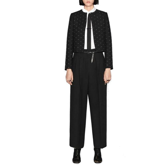 Pantalones De Vestir De Lana Negros Dior - Corte Estructural