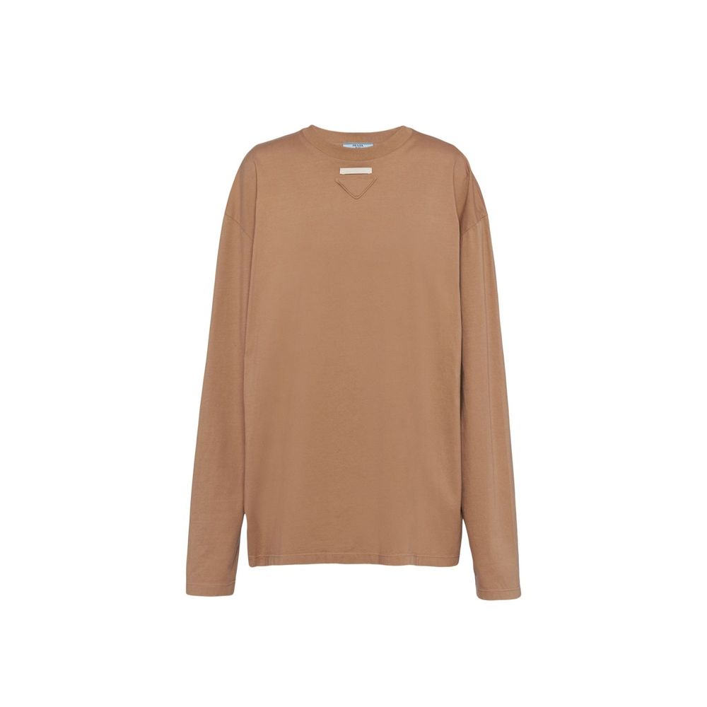 Prada Brown Cotton T-Shirt with Structured Cut
