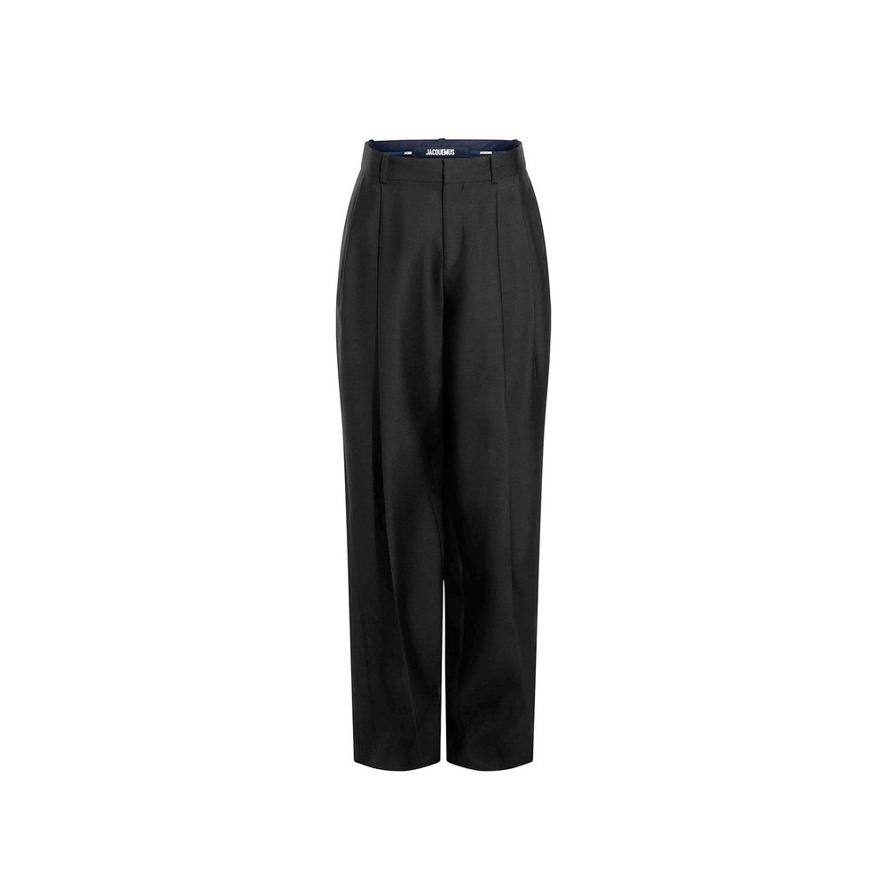 Jacquemus Black Silk Structured Flare Trousers