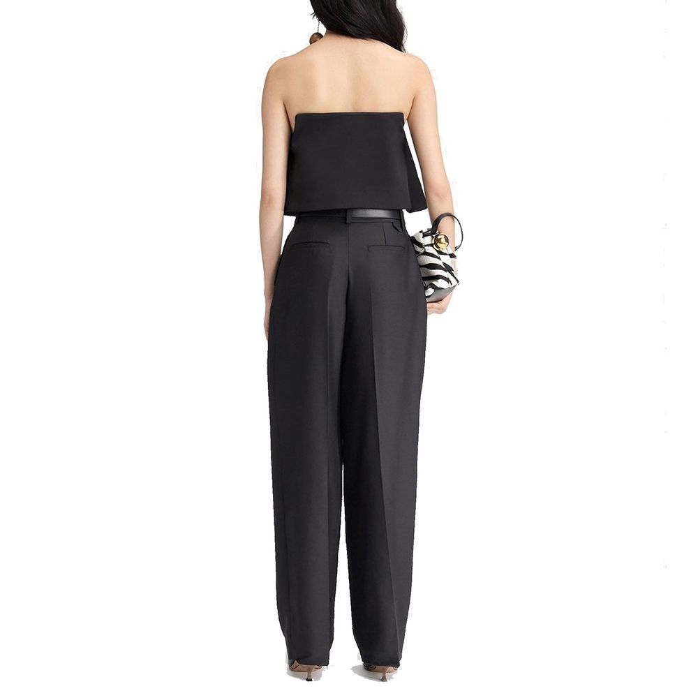 Jacquemus Black Silk Structured Flare Trousers