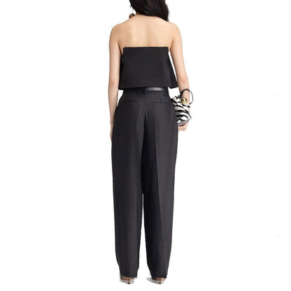 Jacquemus Black Silk Structured Flare Trousers