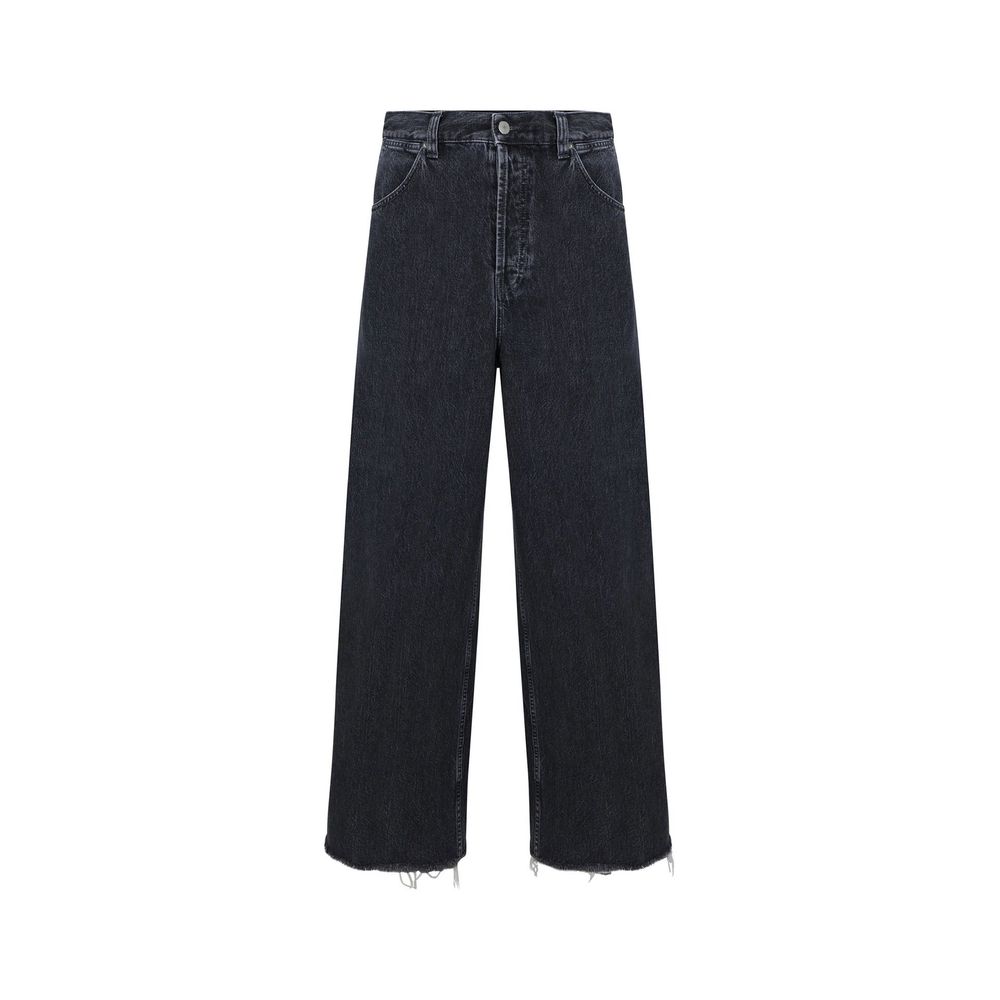 Jean en denim de coton noir avec finition classique Gucci