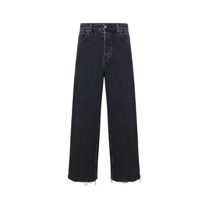 Jean en denim de coton noir avec finition classique Gucci