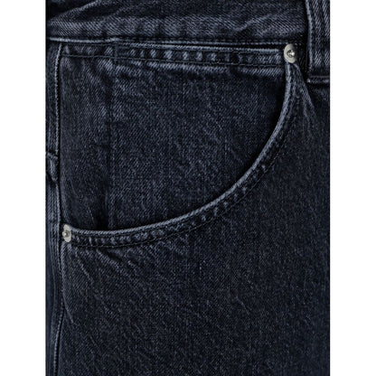 Jean en denim de coton noir avec finition classique Gucci