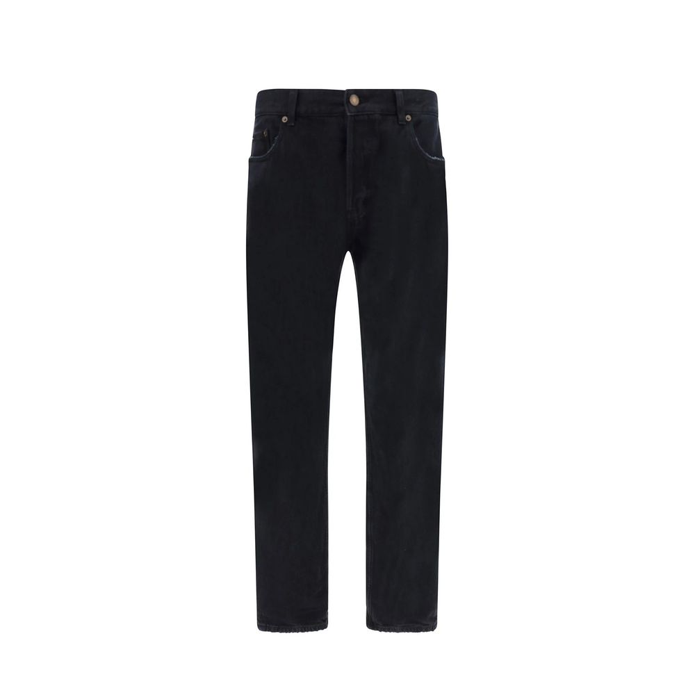 Jean droit en coton noir Saint Laurent