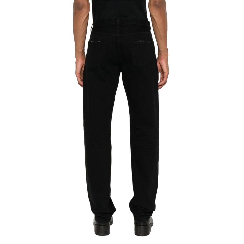 Jean droit en coton noir Saint Laurent