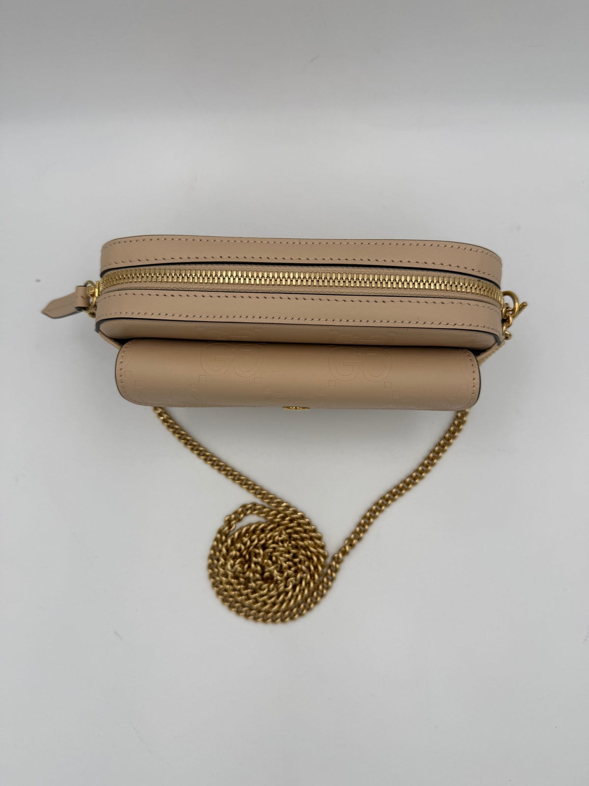 Gucci Jumbo GG Beige Shoulder Bag with Front Pocket