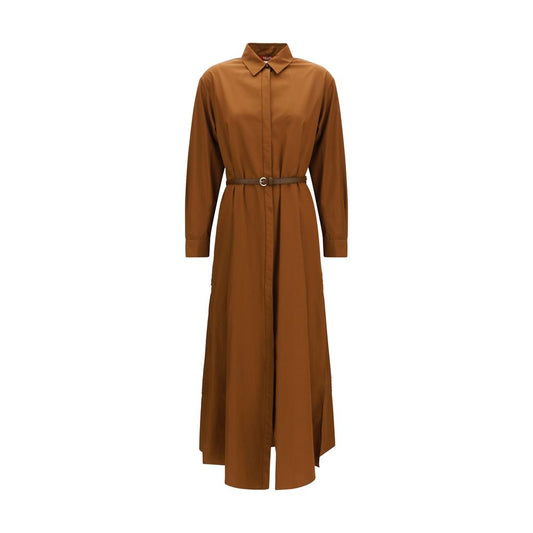 Vestido informal de algodón marrón Max Mara