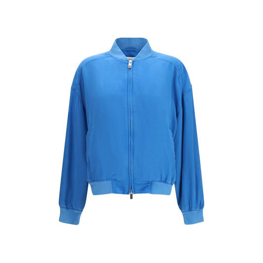 Bomber de seda azul Versace
