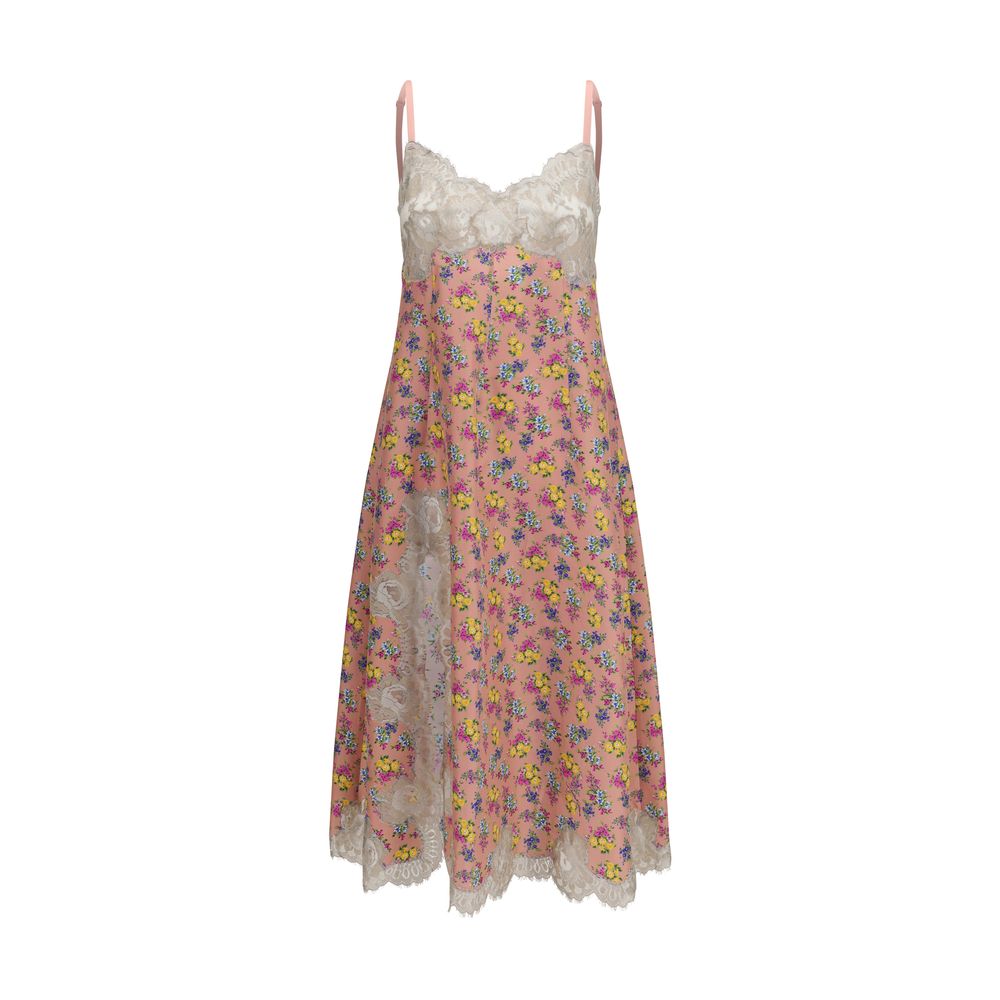Vestido Casual De Seda Con Estampado Floral Multicolor Dolce & Gabbana