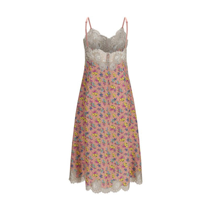 Vestido Casual De Seda Con Estampado Floral Multicolor Dolce & Gabbana