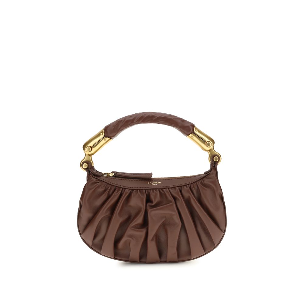 Balmain Bolso De Hombro Bos Taurus En Piel De Becerro Marrón