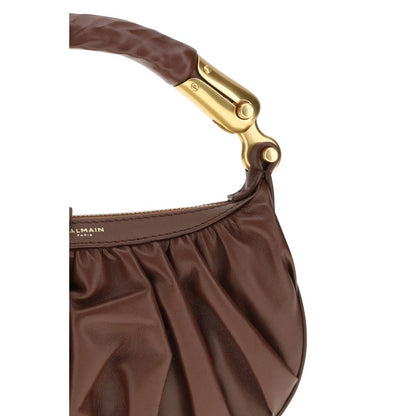 Balmain Bolso De Hombro Bos Taurus En Piel De Becerro Marrón