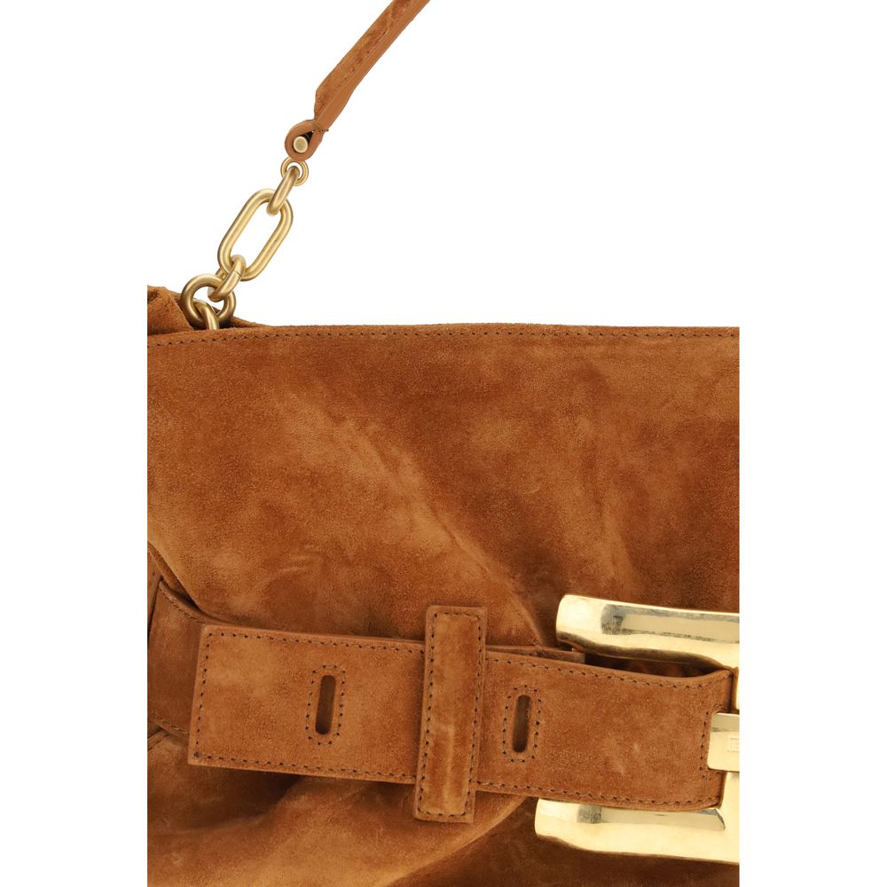 Bolso de mano Balmain de piel de becerro marrón Bos Taurus