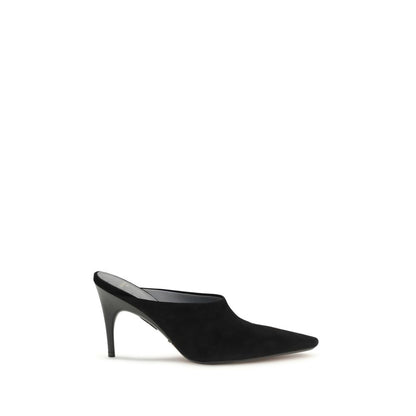 Balenciaga Mules Noires En Daim À Bout Pointu