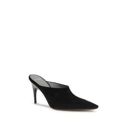 Balenciaga Mules Noires En Daim À Bout Pointu