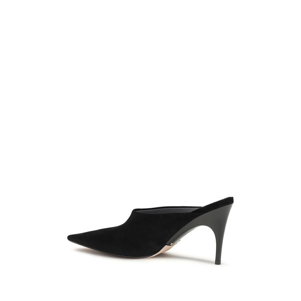 Balenciaga Mules Noires En Daim À Bout Pointu